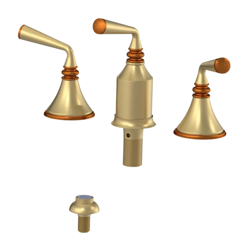 Rubinet Bidet Fitting with Spray, Diverter, and Vacum Breaker (Less Drain) Satin Brass