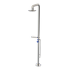 Rubinet Pressure Balance Outdoor Shower with Foot Rinse & 10" Shower Head (with shelf) - 304 Stainless Steel Polished Nickel