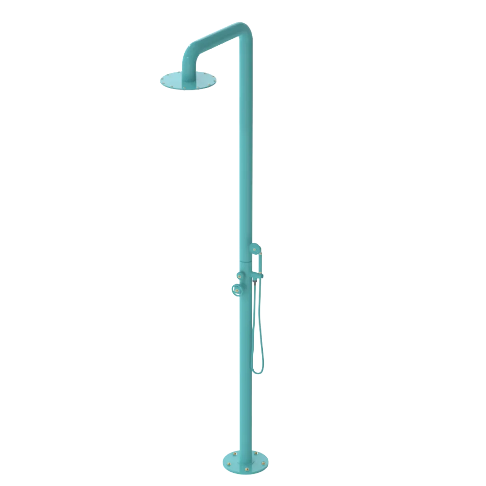 Rubinet Pressure Balance Outdoor Shower with Hand Held Shower & 10" Shower Head - 304 Stainless Steel Aqua