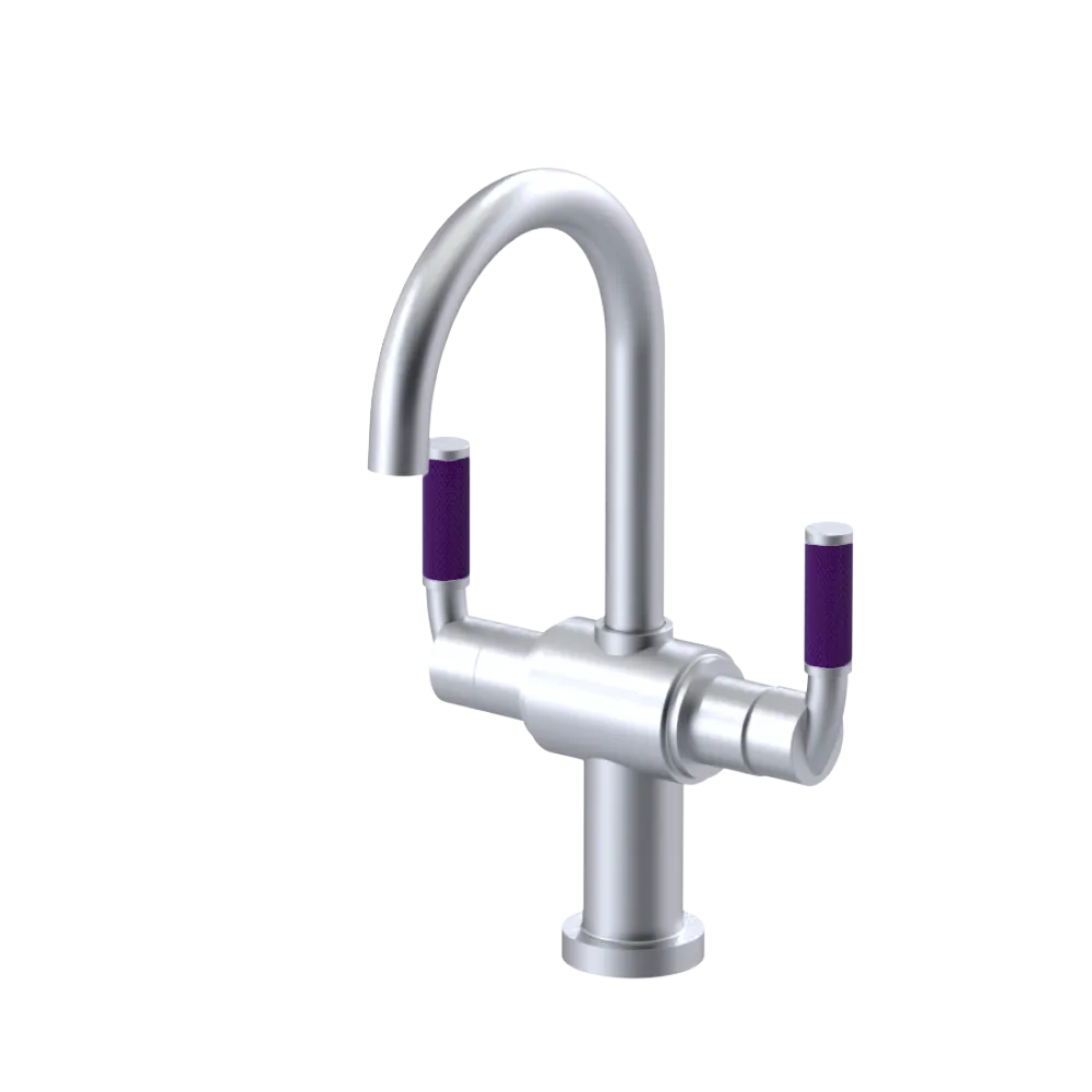 Rubinet Single Hole Dual Handle Lav. Set. (less drain) Satin Chrome