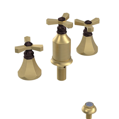 Rubinet Bidet Fitting with Spray, Diverter, and Vacum Breaker (Less Drain) Satin Gold