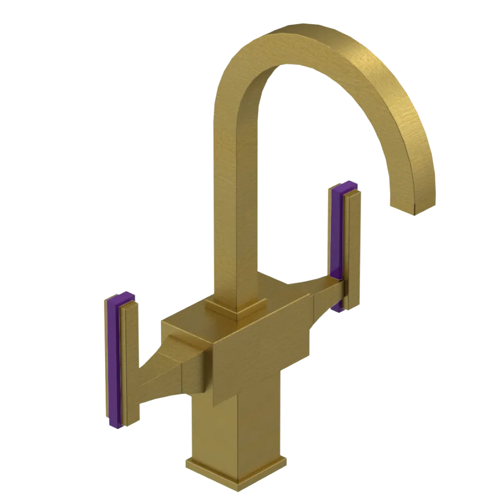 Rubinet Single Hole Dual Handle Lav. Set. (less drain) Antique Brass Matt
