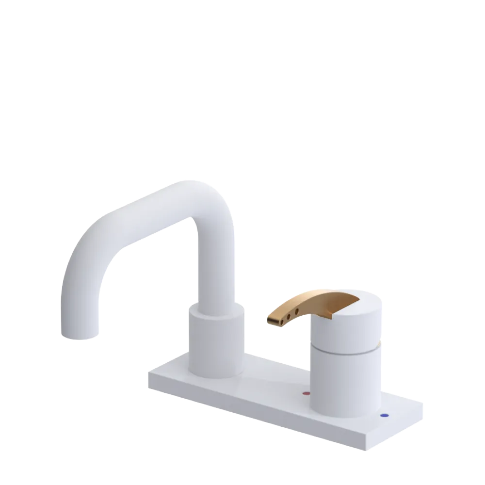 Rubinet 4" Centre Single Control Lav. Set. with Genesis spout (less drain) Matt White
