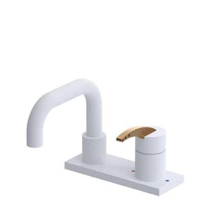 Rubinet 4" Centre Single Control Lav. Set. with Genesis spout (less drain) Matt White