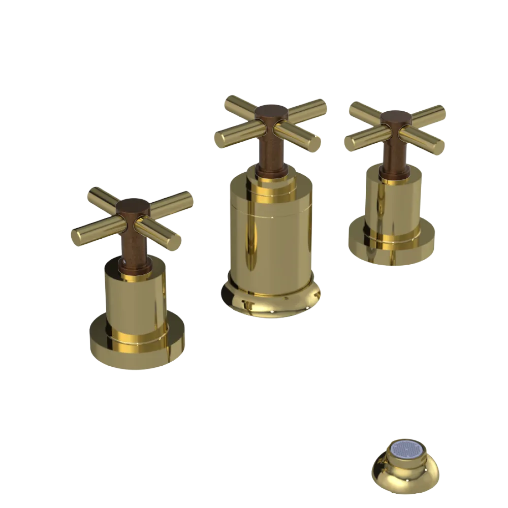 Rubinet Bidet Fitting with Spray, Diverter, and Vacuum Breaker (less drain) Natural Brass