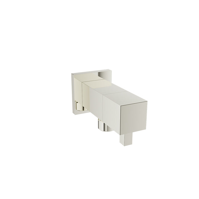 Baril Square wall-mounted 1/2" F supply elbow with integrated volume control