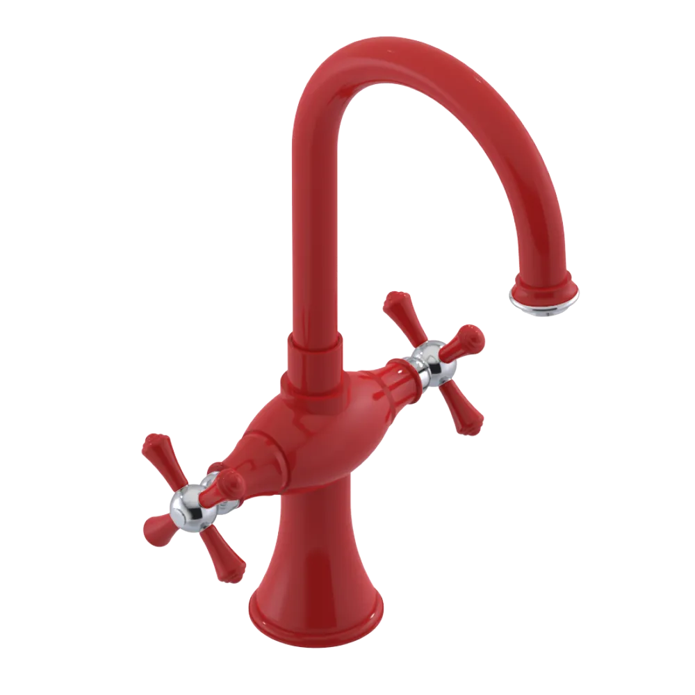 Rubinet Single Hole Dual Handle Lav. Set. (less drain) Red