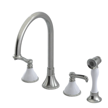 Rubinet Widespread Kitchen Set with Hand Spray Satin Nickel