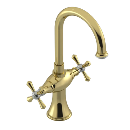 Rubinet Single Hole Dual Handle Lav. Set. (less drain) Natural Brass
