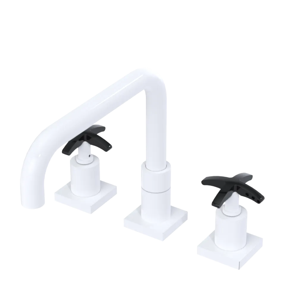 Rubinet Widespread Kitchen Set with Genesis Spout White