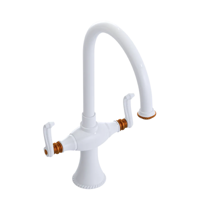 Rubinet Two Handle Single Hole Kitchen Set White