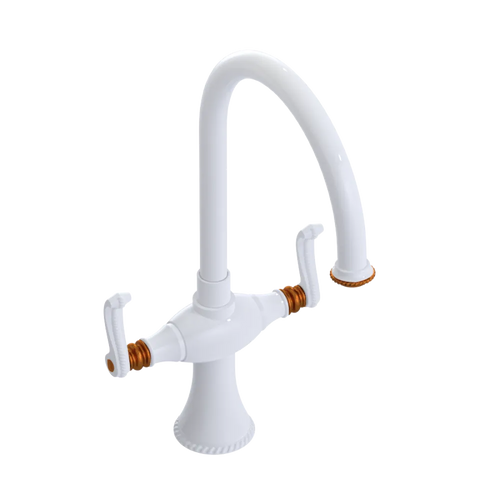 Rubinet Two Handle Single Hole Kitchen Set White