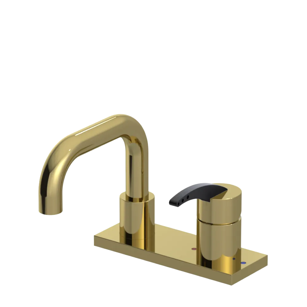 Rubinet 4" Centre Single Control Lav. Set. with Genesis spout (less drain) Natural Brass