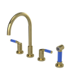 Rubinet Widespread Kitchen Set with Hand Spray Natural Brass