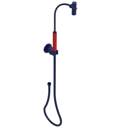 Rubinet Hand Held Shower Bidet with Extended Reach & Dual Function Spray Including Wall Bracket with Supply & Hose (Round) Midnight Blue
