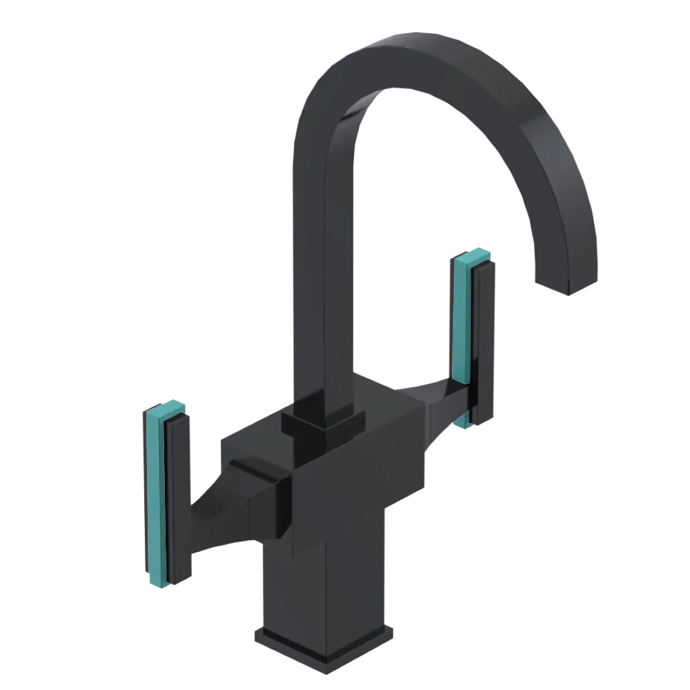 Rubinet Single Hole Dual Handle Lav. Set. (less drain) Black