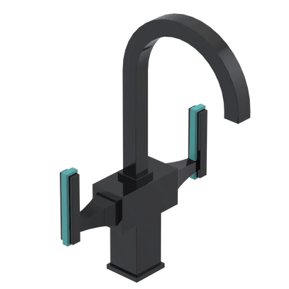Rubinet Single Hole Dual Handle Lav. Set. (less drain) Black