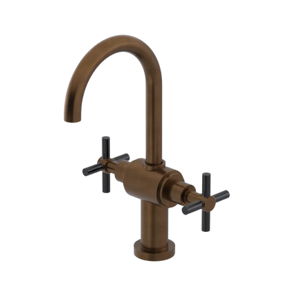 Rubinet Single Hole Dual Handle Lav. Set with LaSalle Spout (less drain) Tuscan Brass