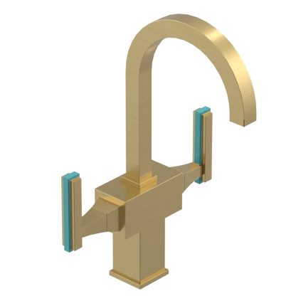 Rubinet Single Hole Dual Handle Lav. Set. (less drain) Satin Brass