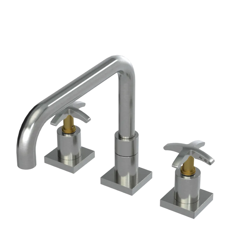 Rubinet Widespread Kitchen Set with Genesis Spout Satin Nickel