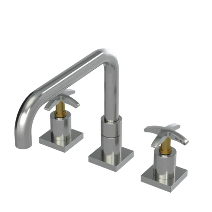 Rubinet Widespread Kitchen Set with Genesis Spout Satin Nickel