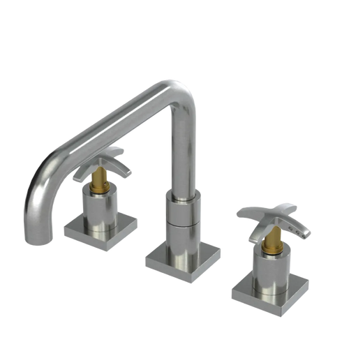 Rubinet Widespread Kitchen Set with Genesis Spout Satin Nickel