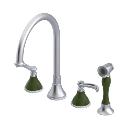 Rubinet Widespread Kitchen Set with Hand Spray Satin Chrome
