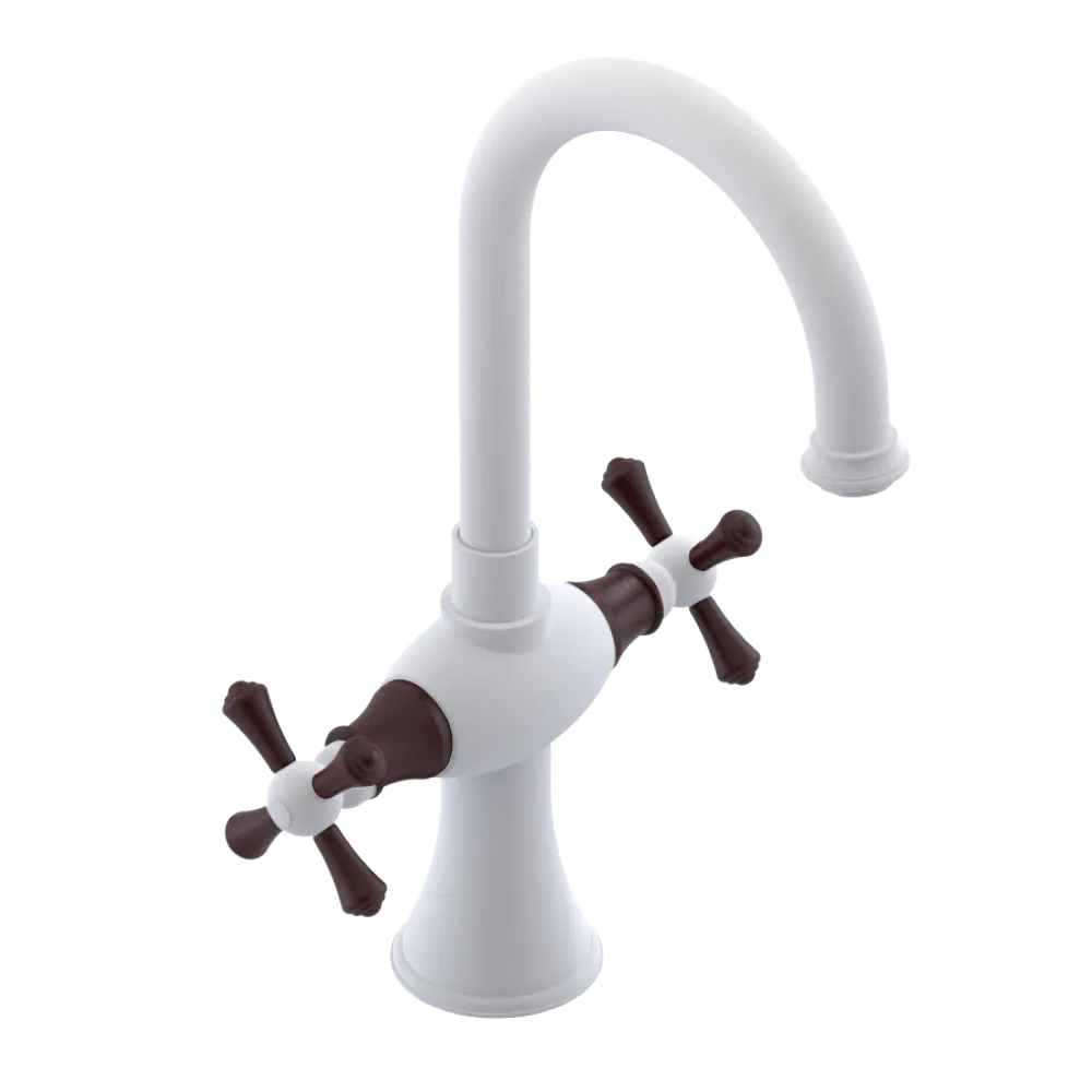 Rubinet Single Hole Dual Handle Lav. Set. (less drain) Matt White