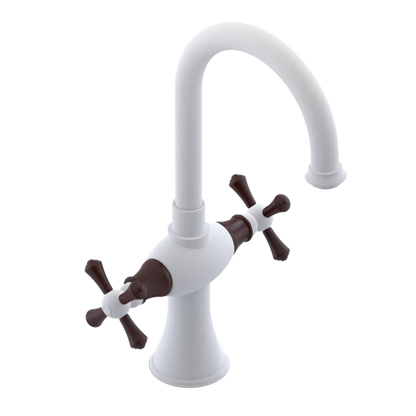 Rubinet Single Hole Dual Handle Lav. Set. (less drain) Matt White