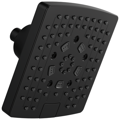 Essential Shower Series 7” Linear Square H2Okinetic Multi-Function Wall Mount Showerhead - Matte Black