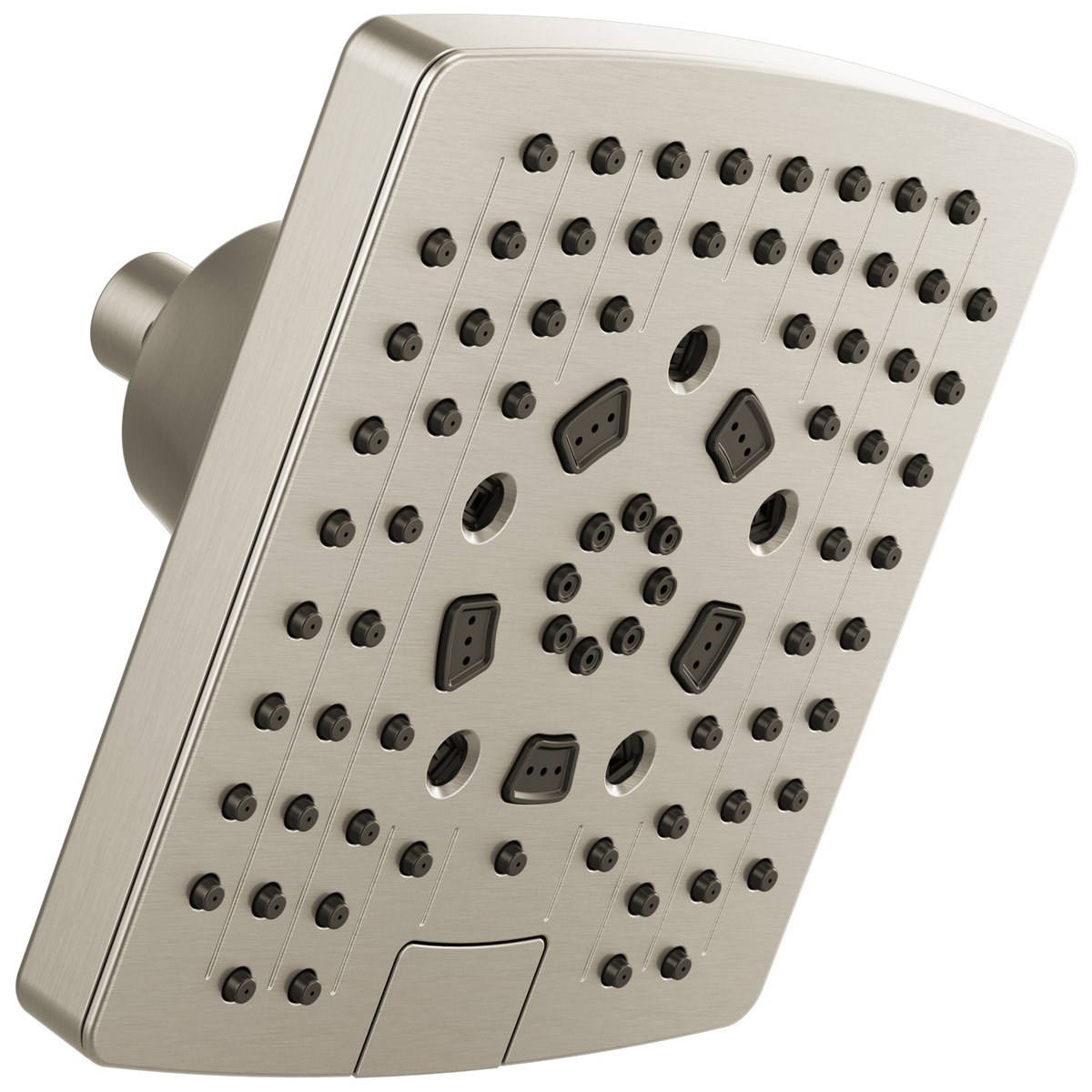 Essential Shower Series 7” Linear Square H2Okinetic Multi-Function Wall Mount Showerhead - Brilliance® Brushed Nickel
