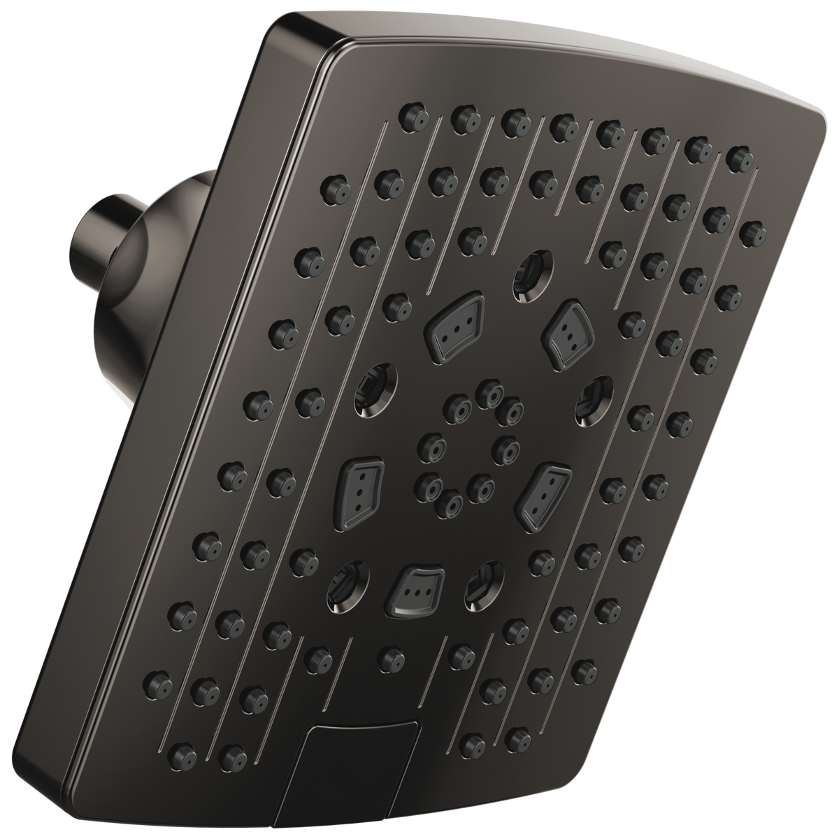 Essential Shower Series 7" Linear Square H2Okinetic Multi-Function Wall Mount Shower Head - 2.5 GPM - Brilliance® Black Onyx