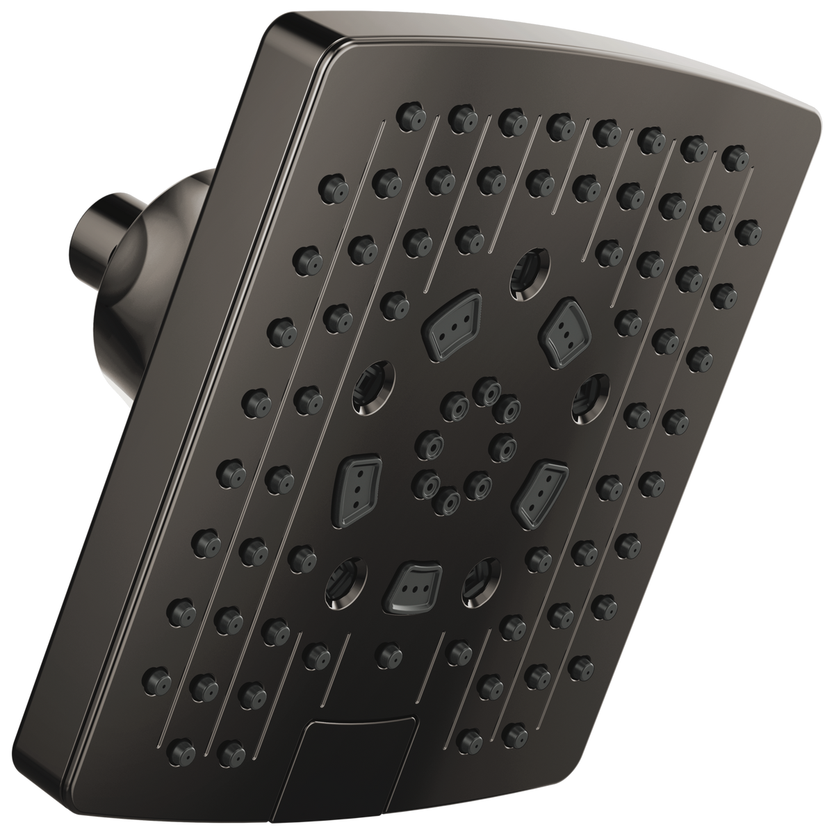 Essential Shower Series 7” Linear Square H2Okinetic Multi-Function Wall Mount Showerhead - Brilliance® Black Onyx