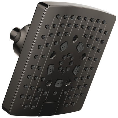 Essential Shower Series 7” Linear Square H2Okinetic Multi-Function Wall Mount Showerhead - Brilliance® Black Onyx