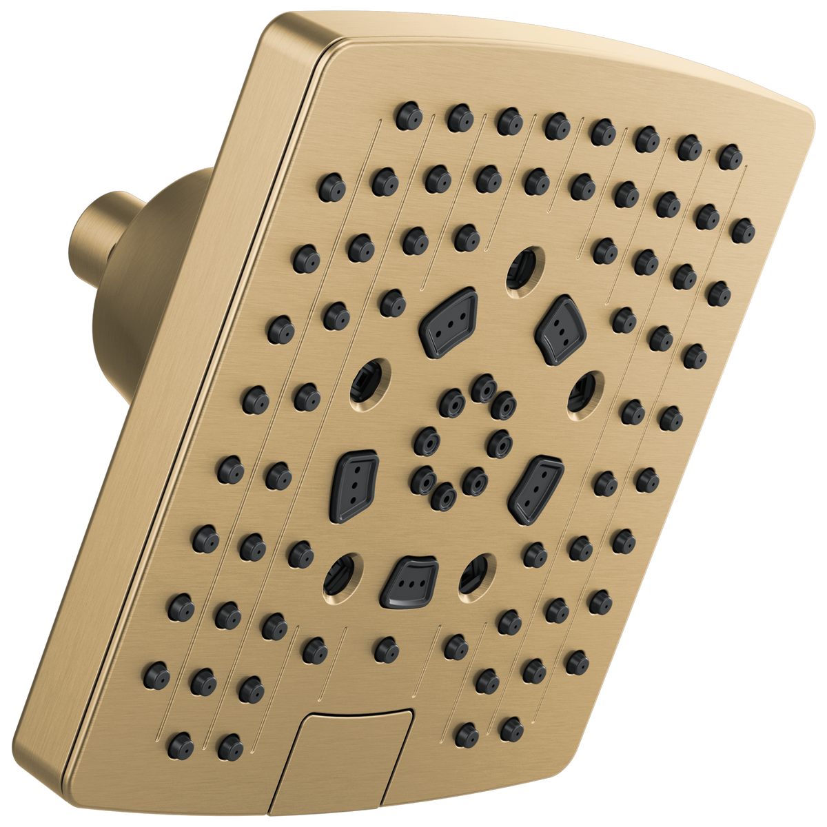 Essential Shower Series 7" Linear Square H2Okinetic Multi-Function Wall Mount Shower Head - 2.5 GPM - Brilliance® Luxe Gold®
