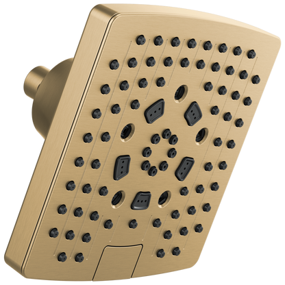 Essential Shower Series 7" Linear Square H2Okinetic Multi-Function Wall Mount Shower Head - 2.5 GPM - Brilliance® Luxe Gold®