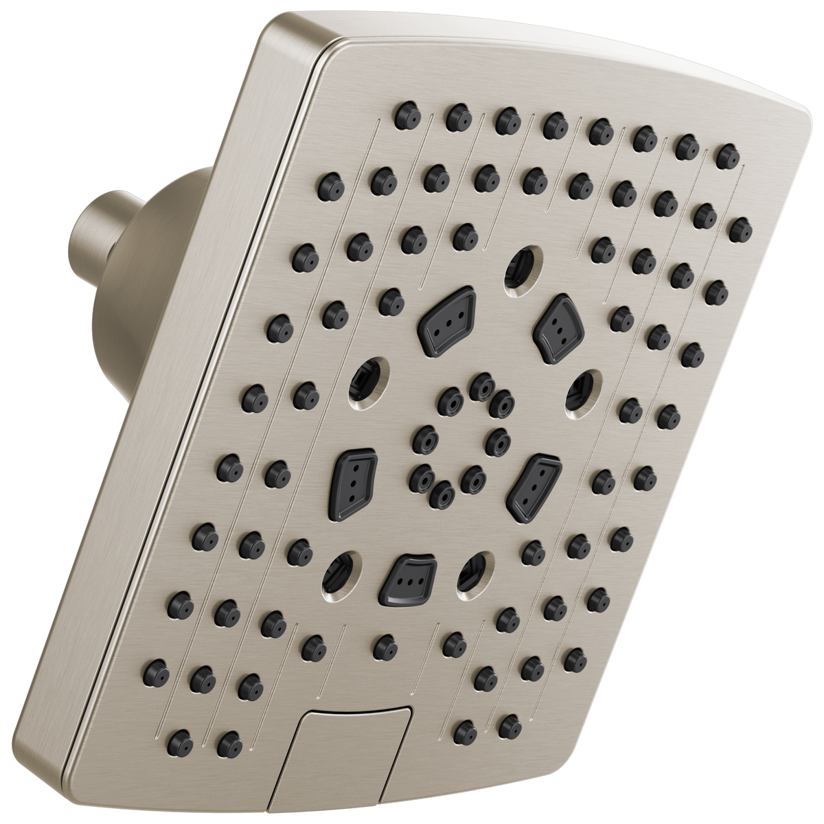 Essential Shower Series 7” Linear Square H2Okinetic Multi-Function Wall Mount Showerhead - Brilliance® Luxe Nickel®