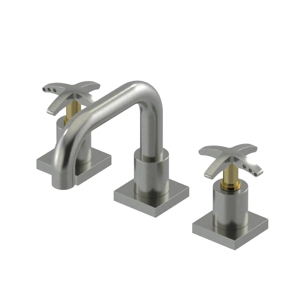 Rubinet Widespread Lav. Set. with Genesis spout (less drain) Satin Nickel