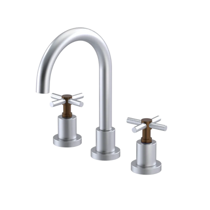 Rubinet Widespread Lav. Set. (less drain) Satin Chrome