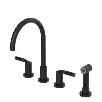 Rubinet Widespread Kitchen Set with Hand Spray Matt Black