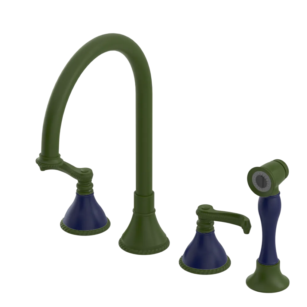 Rubinet Widespread Kitchen Set with Hand Spray Green Envy