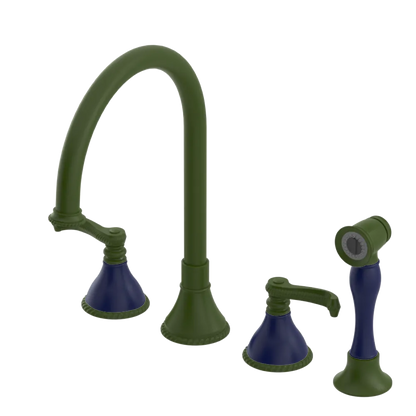 Rubinet Widespread Kitchen Set with Hand Spray Green Envy