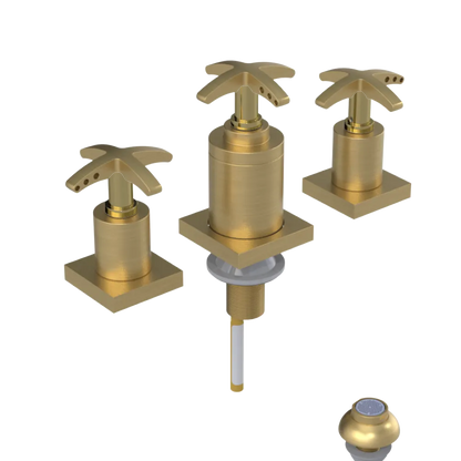 Rubinet Bidet Fitting with Spray, Diverter, and Vacuum Breaker (less drain) Satin Gold