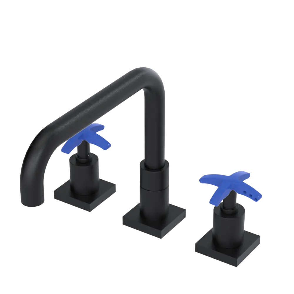 Rubinet Widespread Kitchen Set with Genesis Spout Matt Black