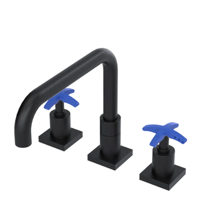 Rubinet Widespread Kitchen Set with Genesis Spout Matt Black