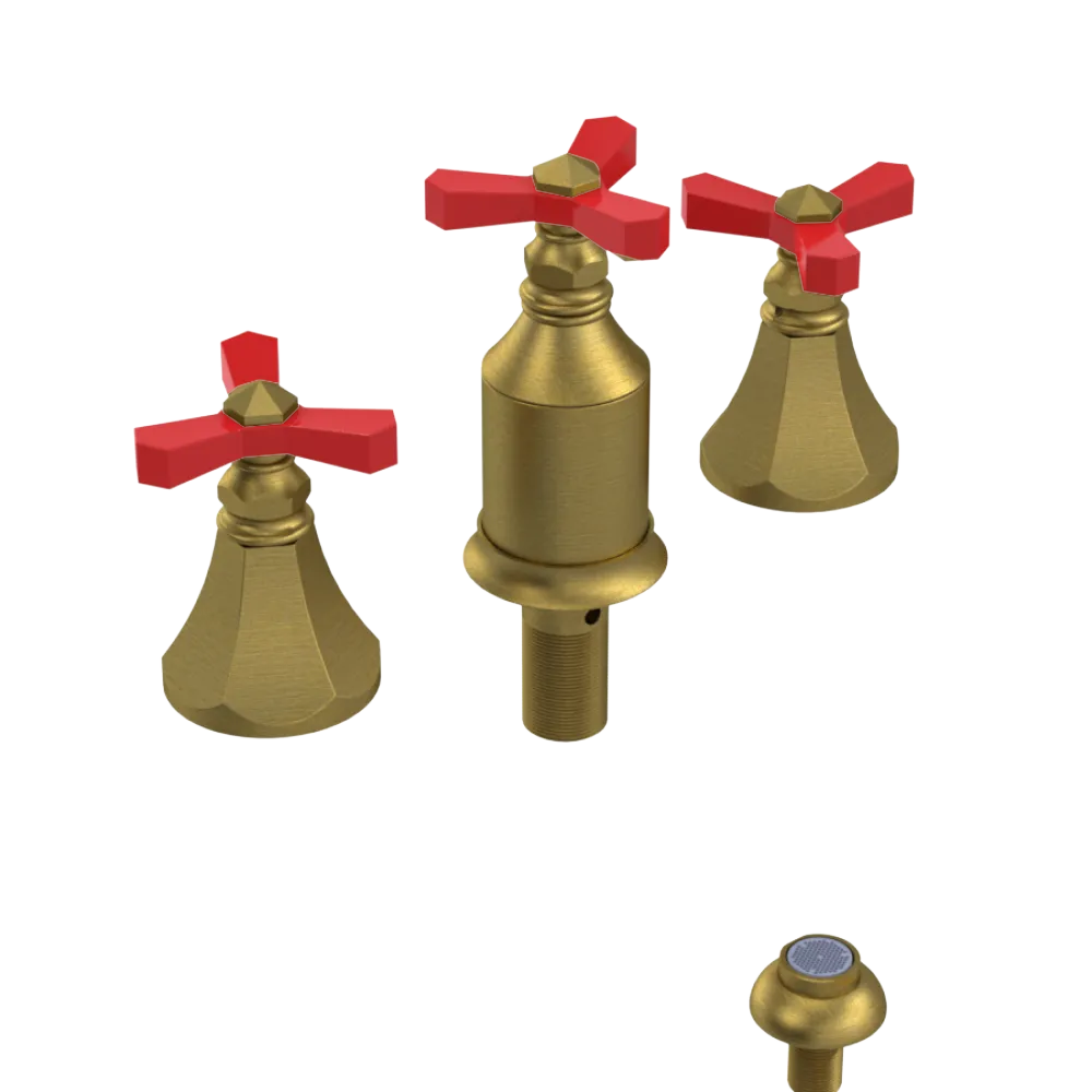 Rubinet Bidet Fitting with Spray, Diverter, and Vacum Breaker (Less Drain) Antique Brass Matt
