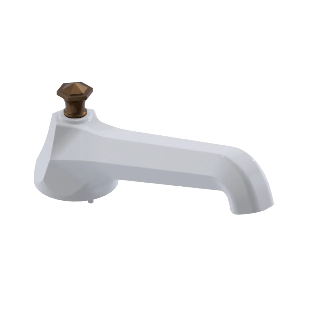 Rubinet Tub Filler Spout Deck Mount White