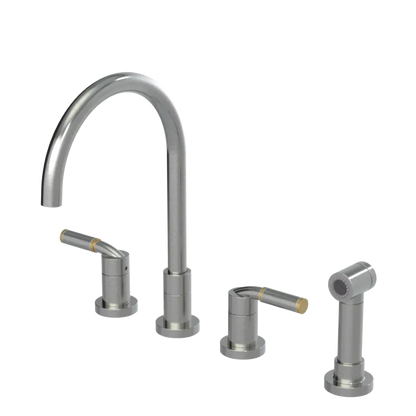 Rubinet Widespread Kitchen Set with Hand Spray Satin Nickel