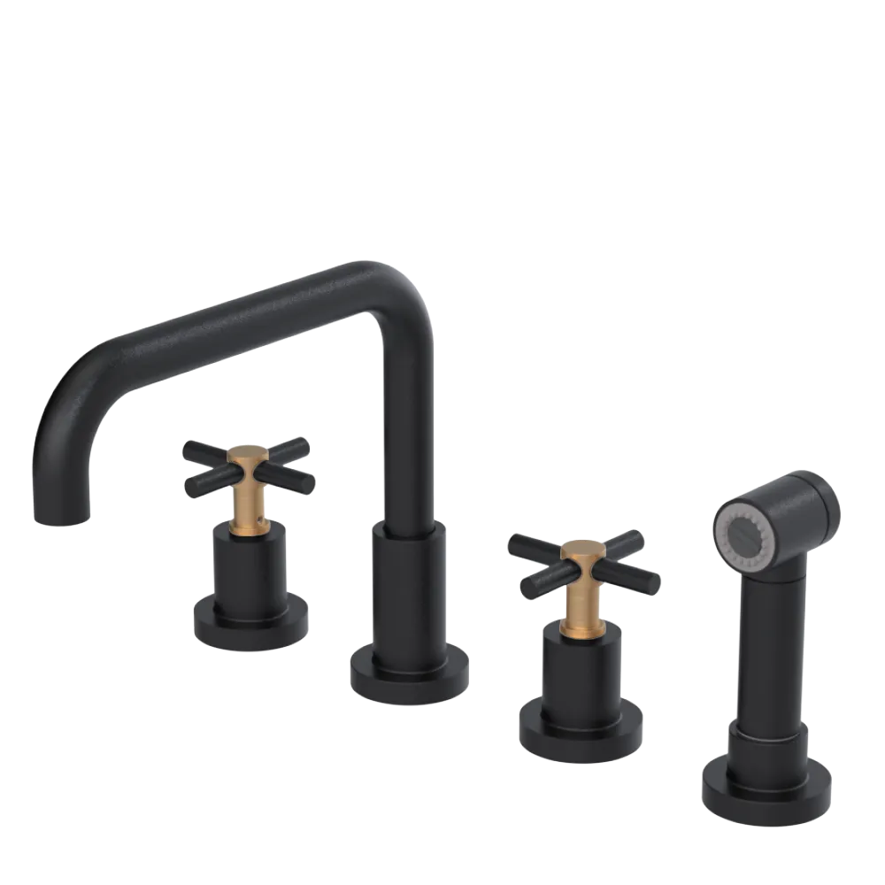Rubinet Widespread Kitchen Set with Hand Spray Matt Black