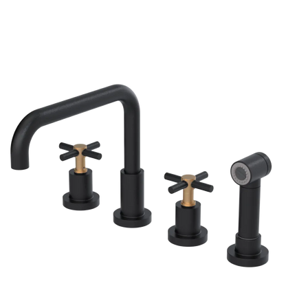Rubinet Widespread Kitchen Set with Hand Spray Matt Black